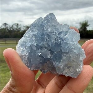 Light Blue Celestite Crystal Cluster Decorative Accent